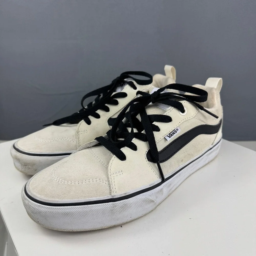Vans Filmore Sneakers Mens 9 Cream Black Suede Canvas Low Top Skate Shoes 721454